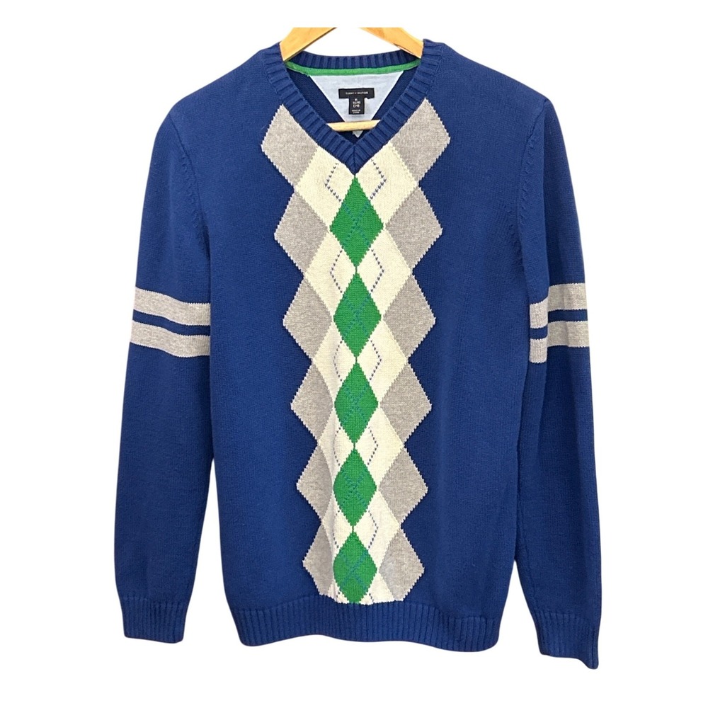 Y2K Vintage Tommy Hilfiger Unisex Argyle Sweater 20 Ivy League Preppy Academia